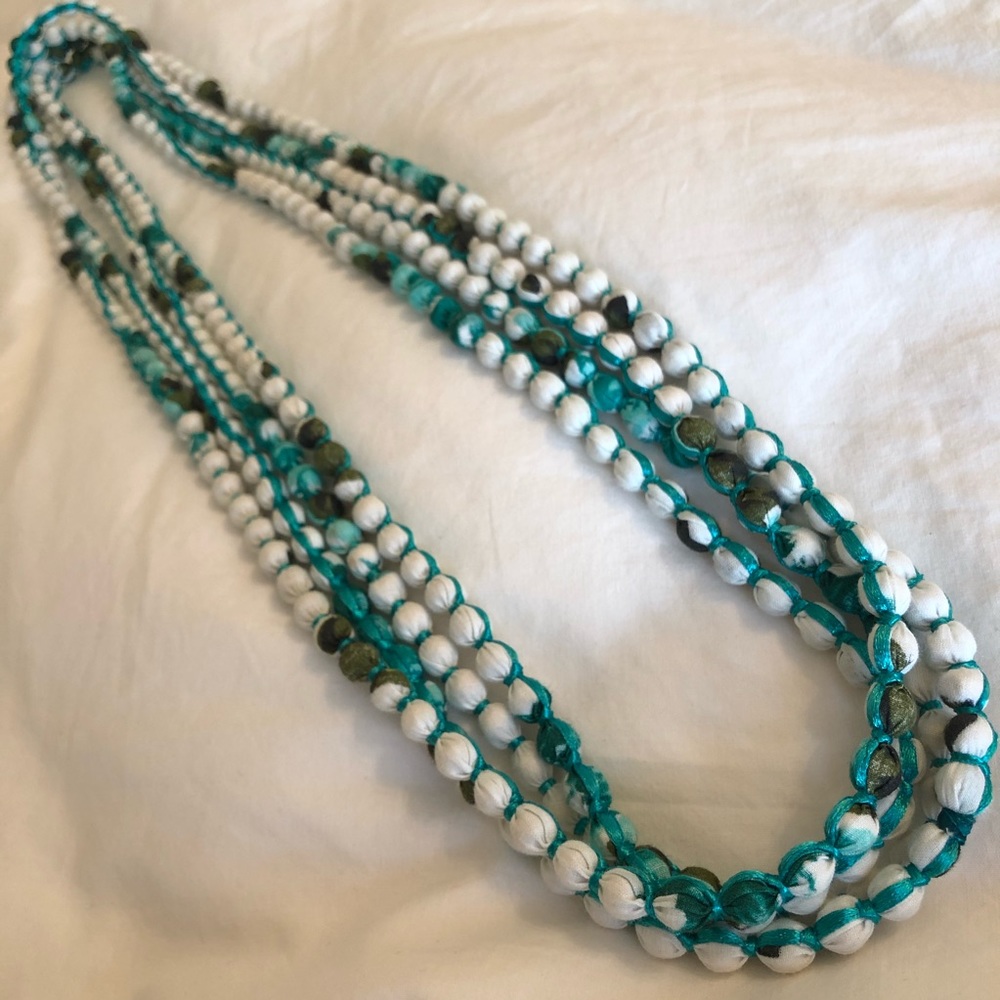 Fabric bead wrap necklace